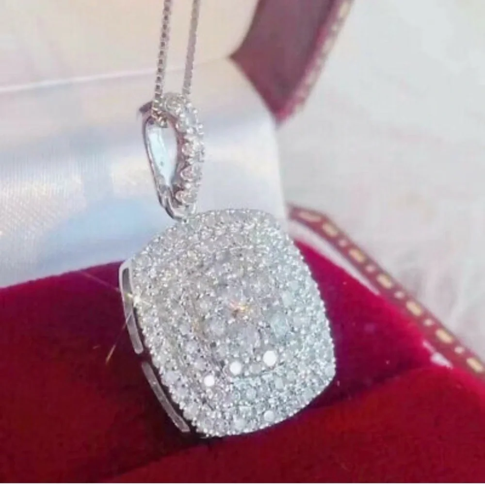 NEW STERLING SILVER Diamond PENDANT NECKLACE - Picture 2 of 7